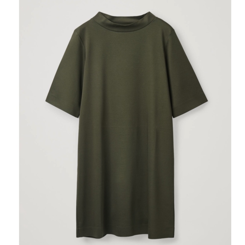 COS Boxy Mock Neck Dress in Green